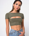 Image of Shim Cutout Crop Top in Khaki