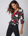 Image of Shon Wrap Top in Polka Rose Black