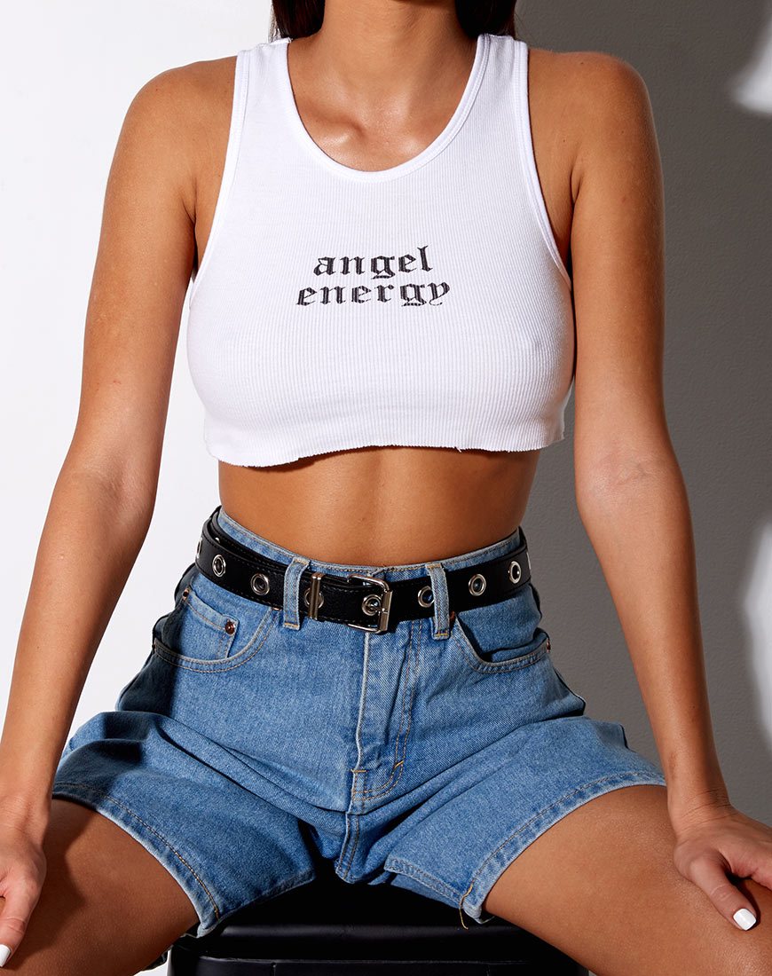 Single Eyelet Grommet Belt in PU Leather Black