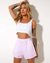 Image of Lala Short in Vertical Stripe Pink and White