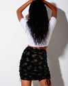 Image of Somery Mini Skirt in Black and Gold Rose Stamp