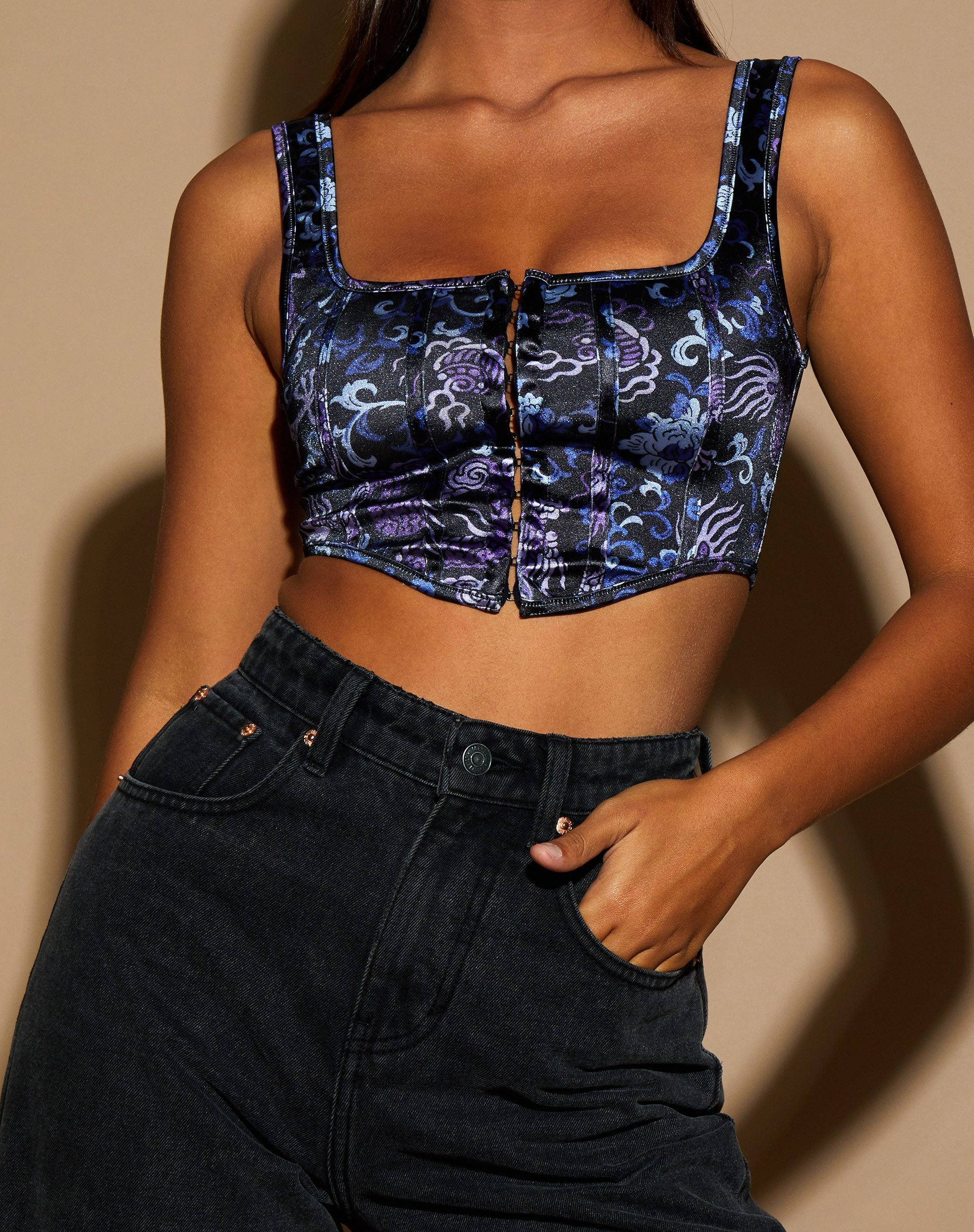 Image of Elix Crop Top in Dragon Blue