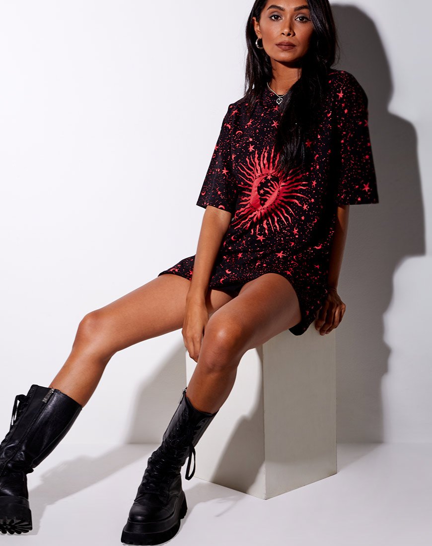 black and red t shirt dress Jeeves T-Shirt Dress in Cherries Black