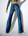 Image of MOTEL X OLIVIA NEILL Mares Flare Trouser in Solarized Green and Blue