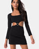 Image of Tashi Bodycon Dress in Black with Diamante Ring Black
