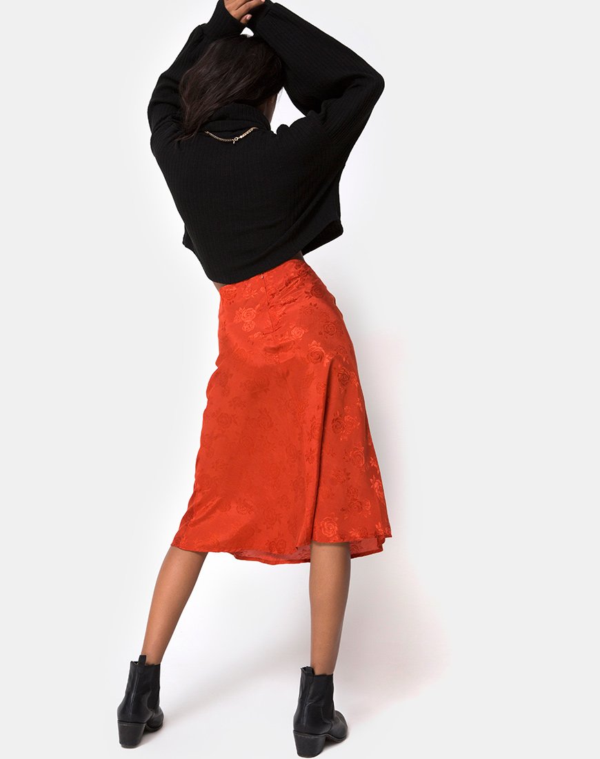 Rust a line outlet midi skirt