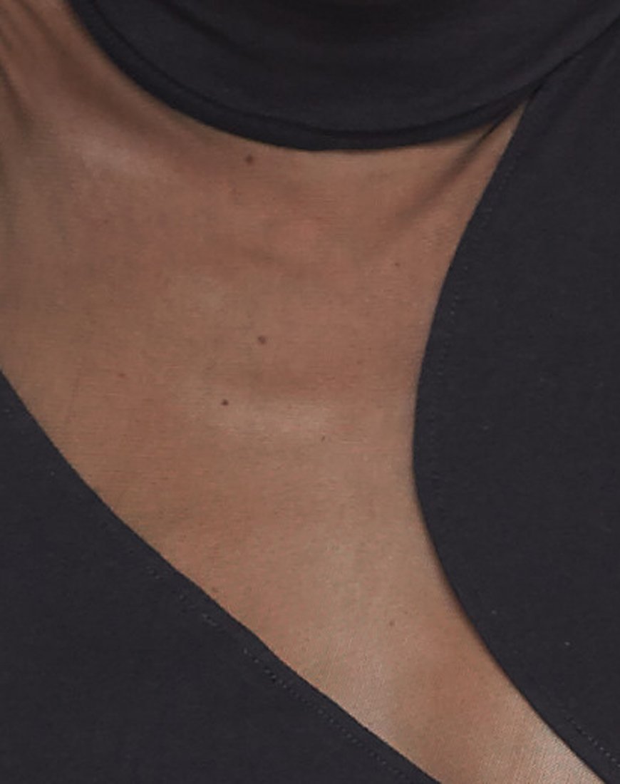 Image of Motel Tempo Mesh Panel Crop Top in Black