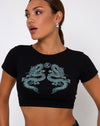 Image of Tindy Top Dragon Flower Black and Mint Placement