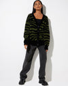 Image of Uriela Cardi in Knit Zebra Olive and Black