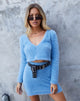 Image of Kimmy Mini Skirt in Furry Knit Charcoal Blue