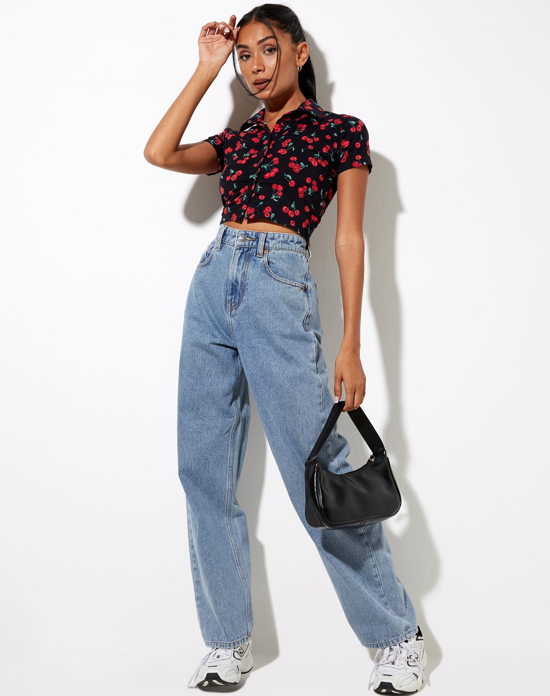 Image of Wuma Shirt in Cherries Black