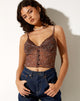 Image of Yena Crop Top in Flower Garden Brown