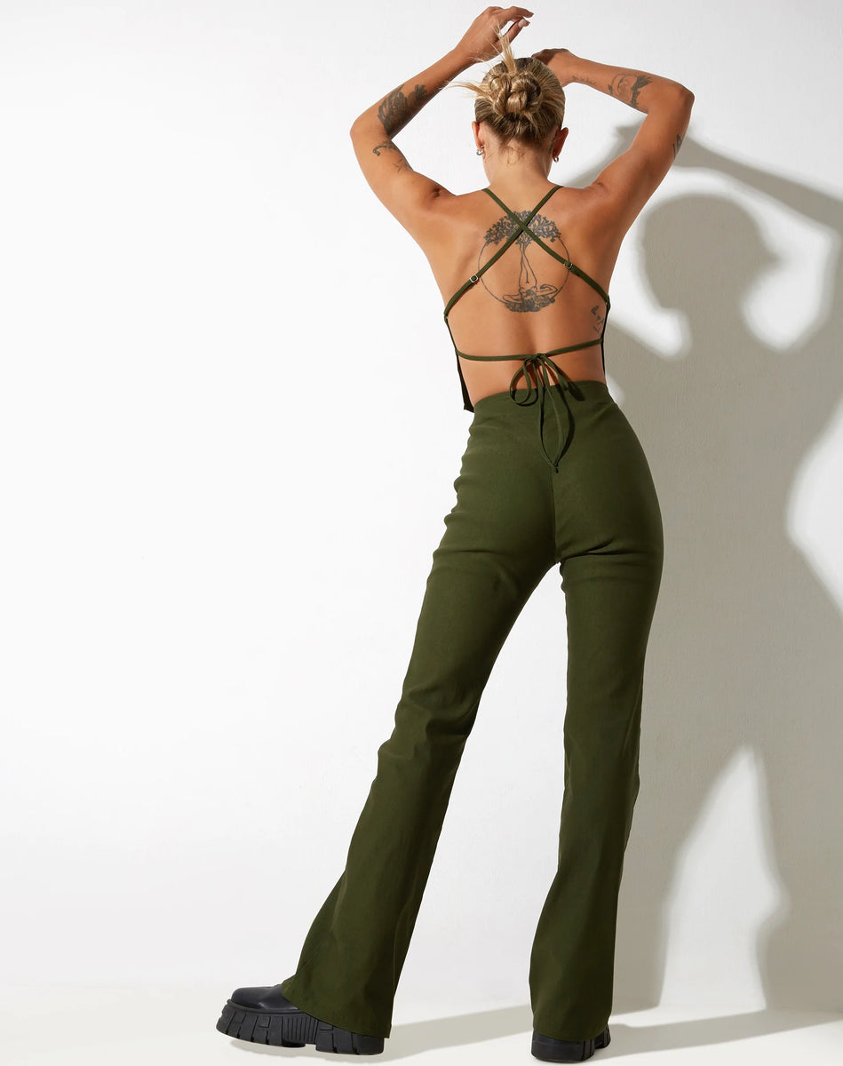 Olive green flare deals pants