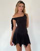 Image of Alba Midi Asymmetric Ruffle Dress in Schwarz