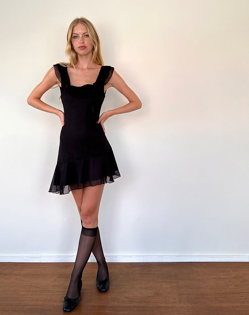 Binita Minikleid aus Chiffon Schwarz