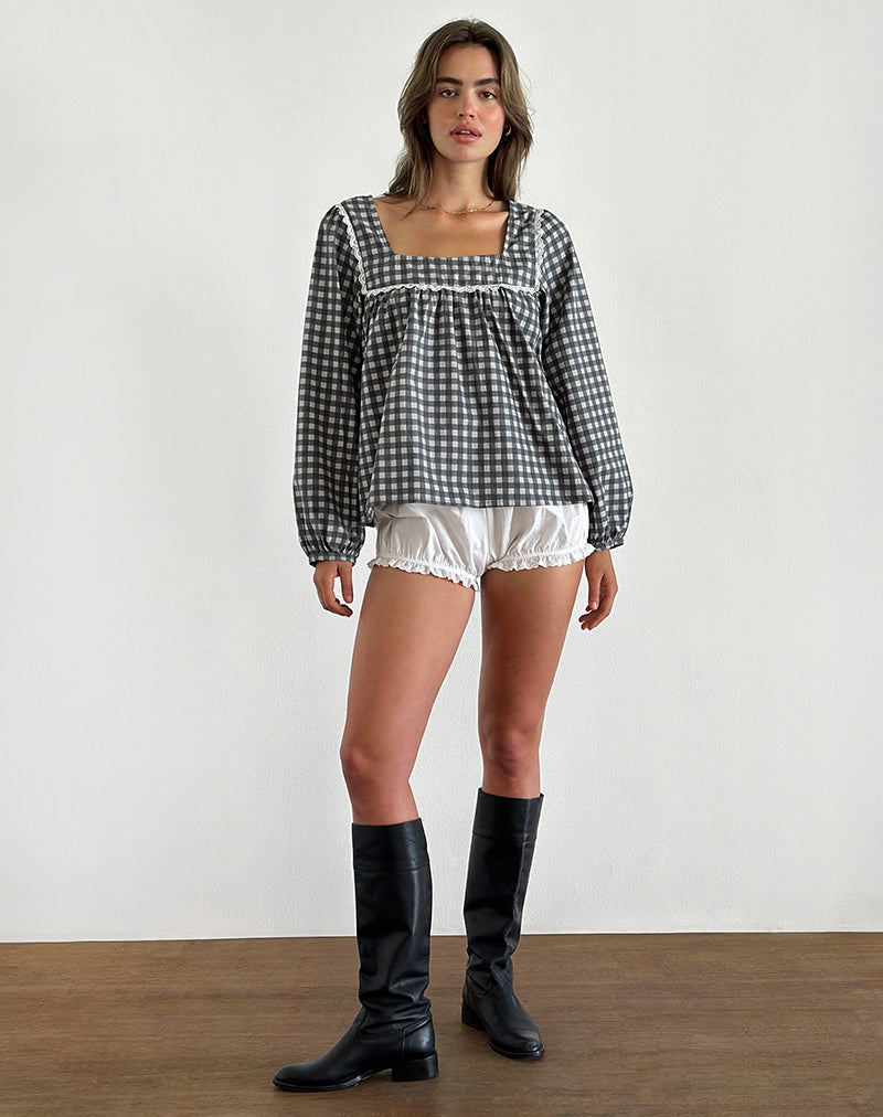 Image of Demona Top in Tonal Gingham Black and Grey