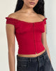 image of Dovica Lace Trim Corset Top in Adrenaline Red