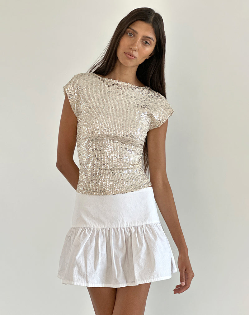 Image of Erica Backless Top in Neutral Sequin