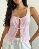 Image of Esau Tie Front Top in Light Pink Private Slub