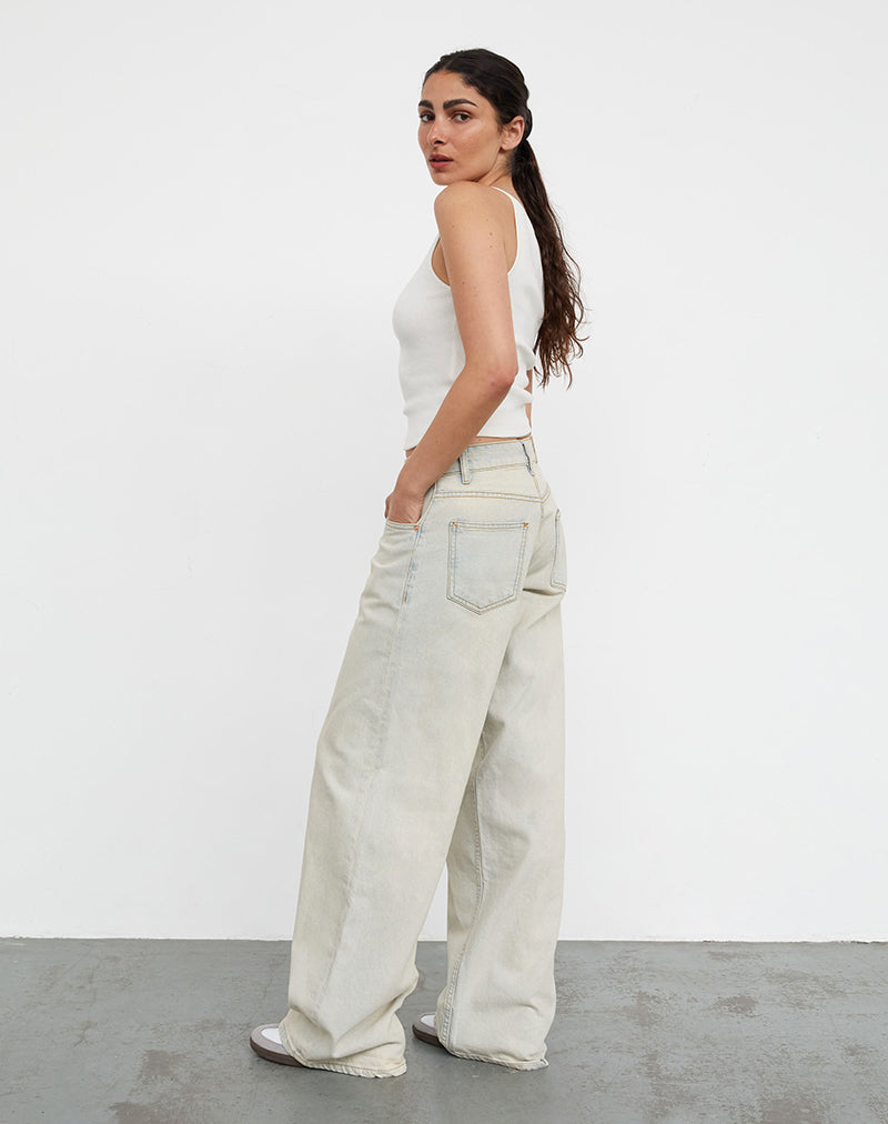 Image of Roomy Extra Wide Low Rise Jeans In Arctic Blue