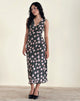 Image of Gabriela Midi Dress in Falling Rose Jet Black