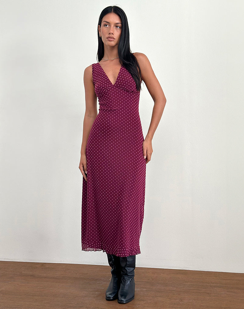 Image of Gabriella Dress in Basic Polka Flock Berry