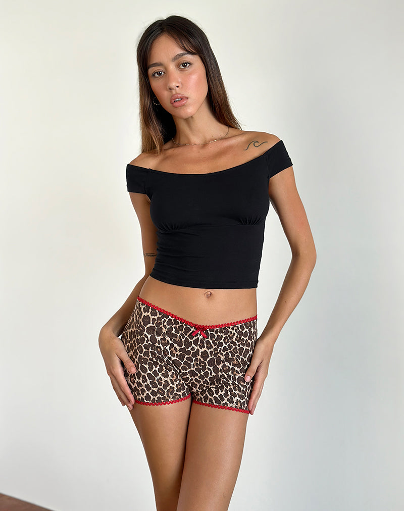 Kichi Shorts in Rar Leopard Sandstorm with Red Trim