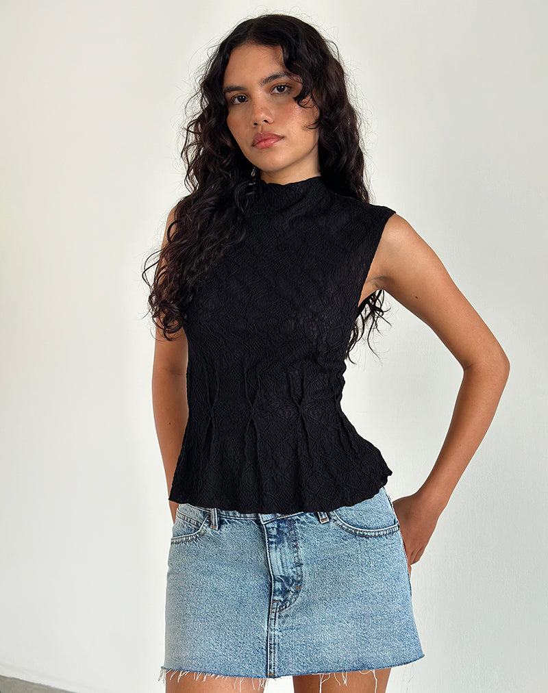 Kimbra Top in Textured Black