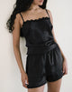 Image of Kira Top in Satin Black with Black Lace