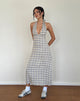 Image of Lenata Halterneck Midi Dress in Pastel Blue Tartan