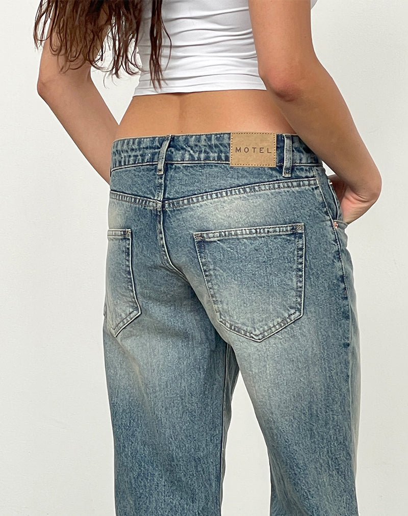 Image of Low Rise Parallel Jeans In Dirty Blue