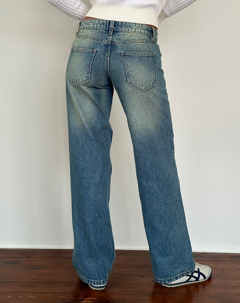Low Rise Parallel Jean in Seegrün