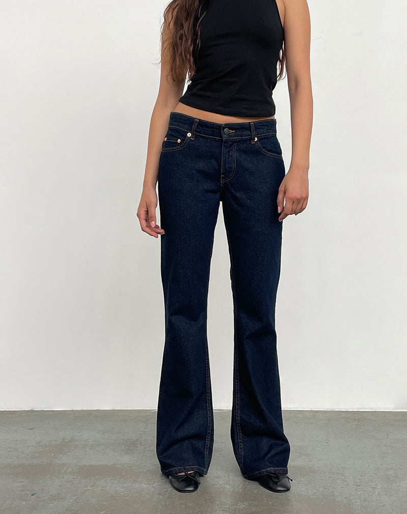 Image of Rigid Low Rise Flare Jeans In Indigo