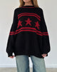 Image of Lulees Oversized Pullover in Schwarz mit rotem Stern und Streifen