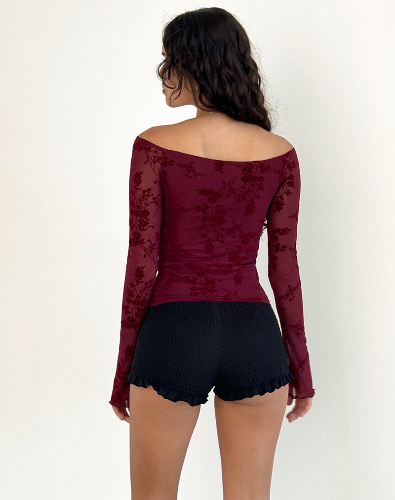 Image of Lutana Top in Botanical Flower Maroon