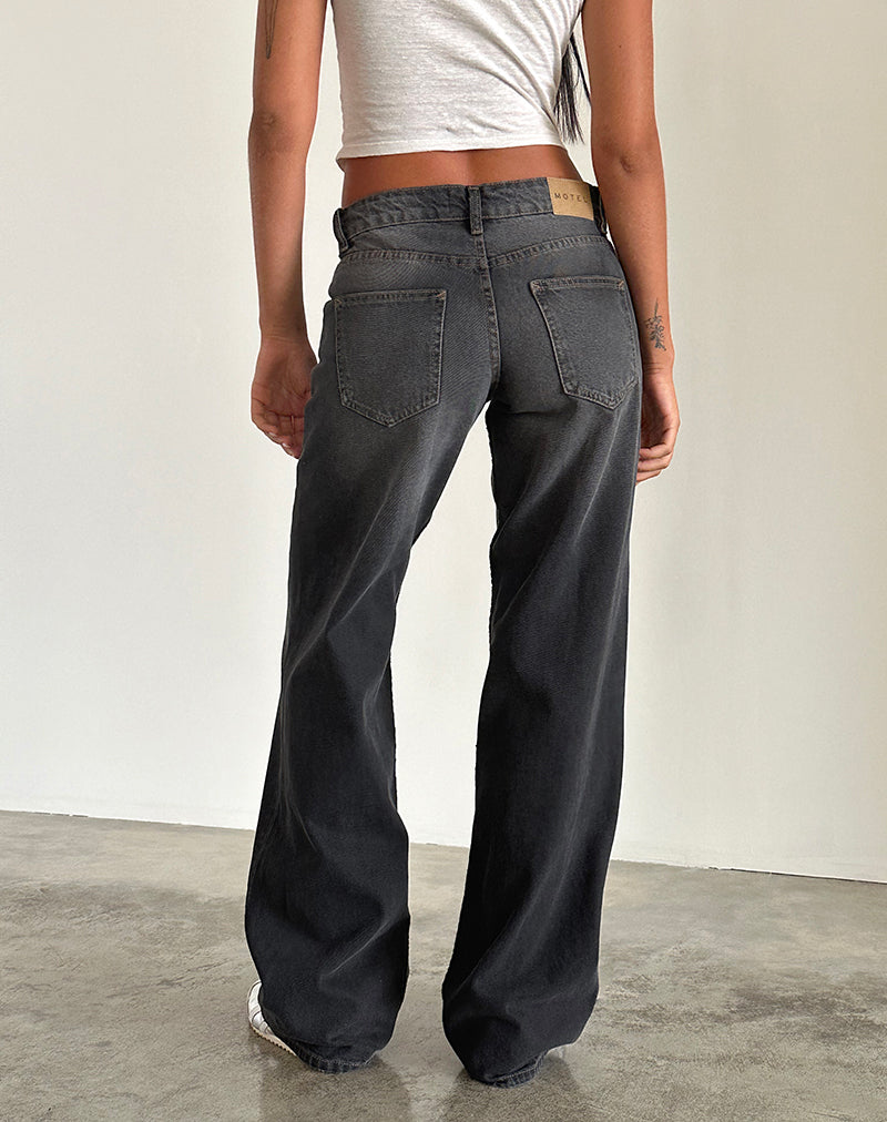 Image of Low Rise Parallel Jeans in Grau Used Bleach