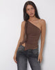 Image of Marvela Ruched One Shoulder Top in Bitter Chocolate Brown