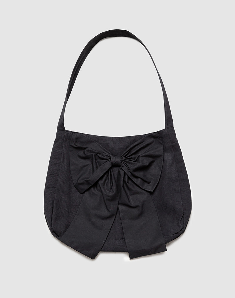 Image of Nagi Bag in Black with Black Bow