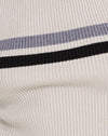 White with Grey and Black Stripe