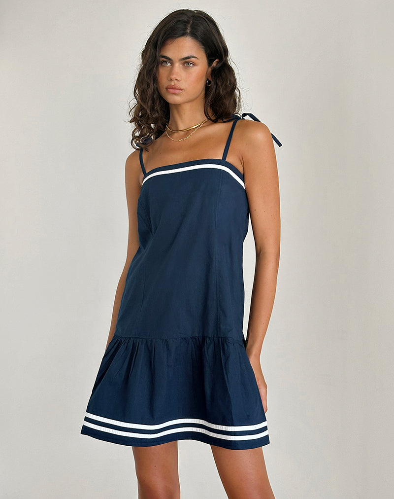 Rodha Cami Mini Dress in Poplin Navy