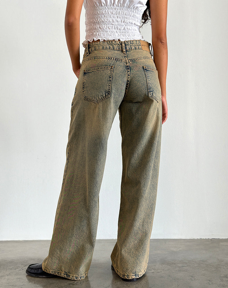 Image of Geräumige Jeans mit extra weitem Bein und niedrigem Rise in Sandy Blue Acid