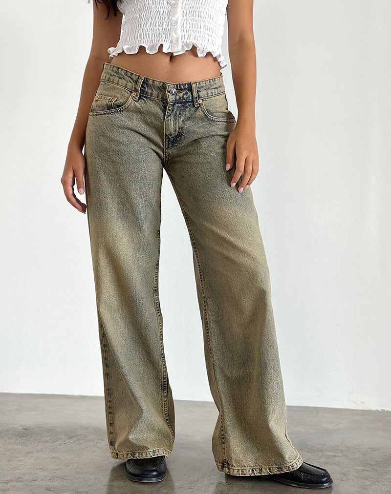 Image of Geräumige Jeans mit extra weitem Bein und niedrigem Rise in Sandy Blue Acid