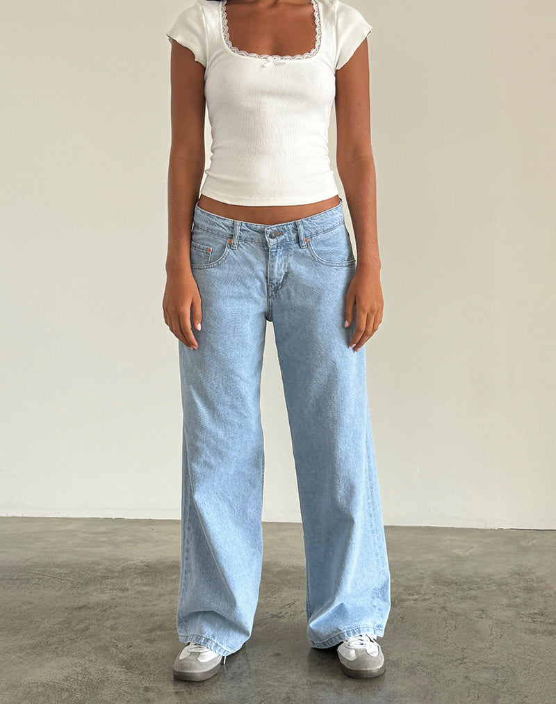Geräumige, extra weite Low Rise Jeans in hellblauer Waschung