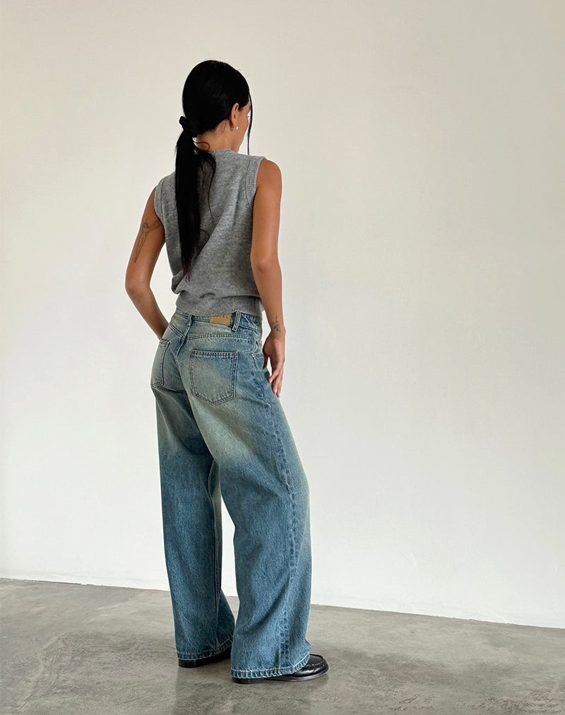 Bild von Roomy Extra Wide Low Rise Jeans in Seegrün