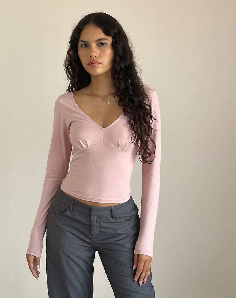 Sisil Long Sleeve Top In Pink Lady