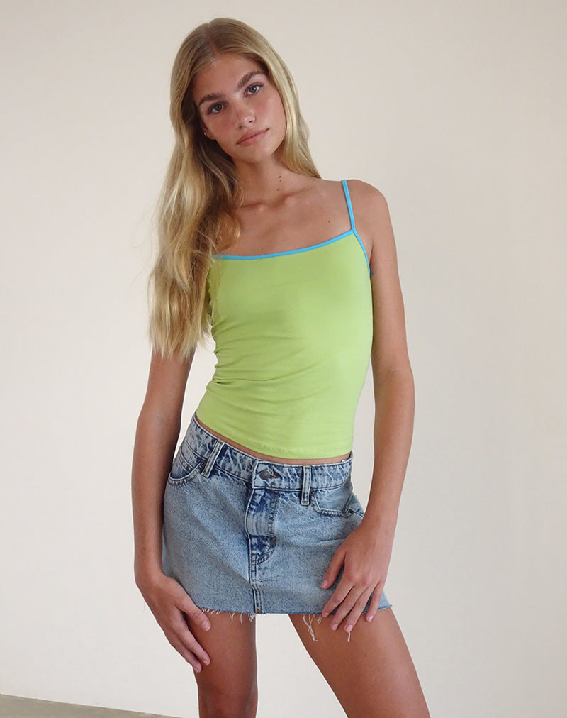 Solani Top in Green Banana with Blue Binding