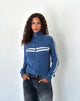 Image of Talisa Sportliche Jacke mit Reißverschluss in Navy mit elfenbeinfarbenen Streifen