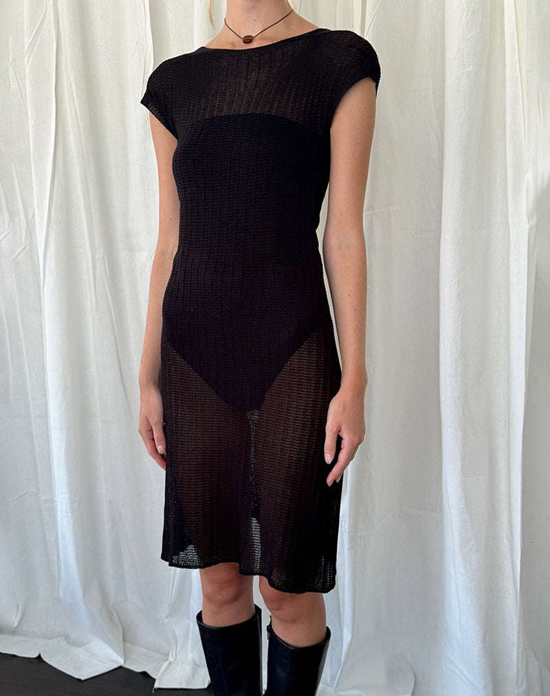 Imagen de Adeline Midi Dress in Wide Rib Knit Negro