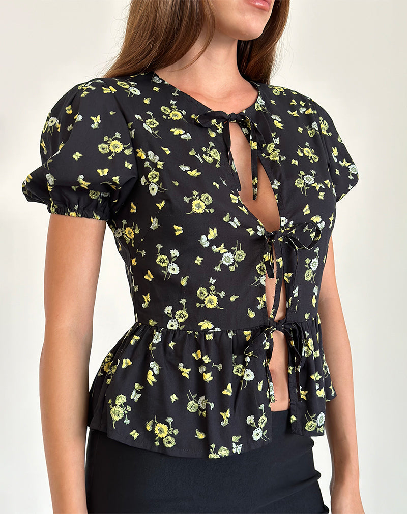 Image of Ajasi Blouse in Lemon and Lime Black