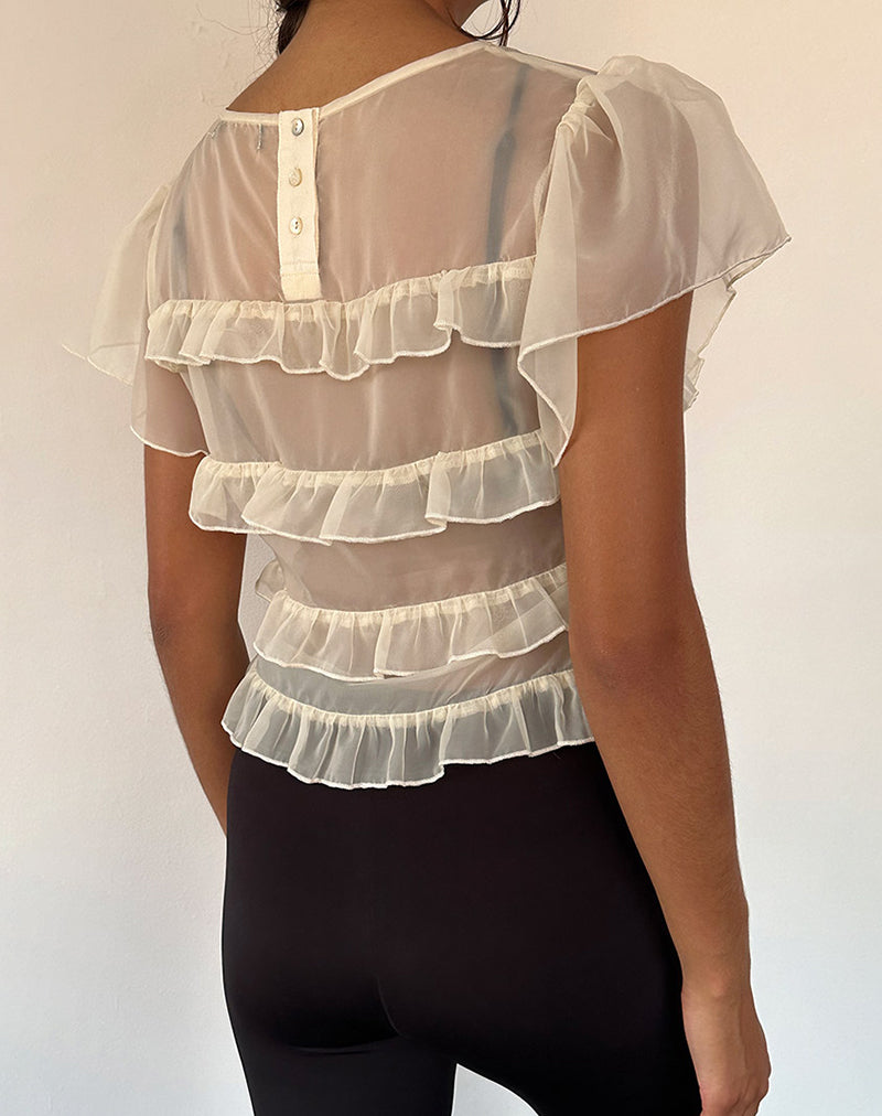 Image of Amarissa Ruffle Top in Ivory Chiffon